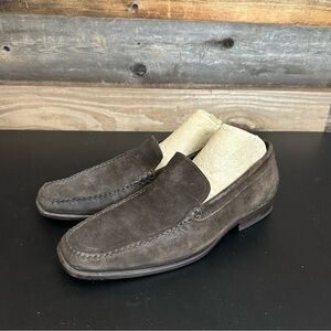 Johnston & Murphy Mens Size 10M Slip On Loafers Brown Suede Sheepskin Leather